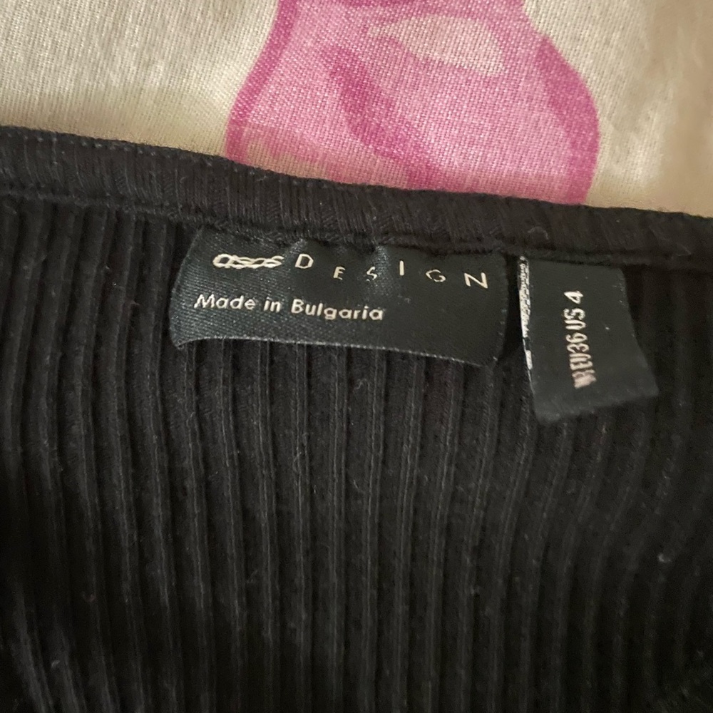 ASOS Black Cut-Out Ribbed Bodysuit - Picture 2 of 2
